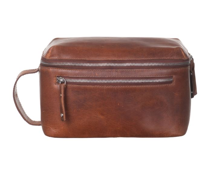 Företagsjulklappar - Florens necessär i skinn Cognac