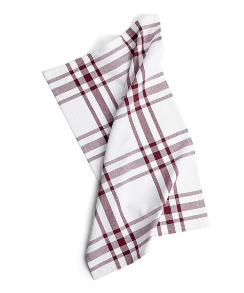  - Kökshandduk Rutig Återvunnen vinröd
