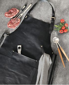  - Svart Exlusivt skinnförkläde