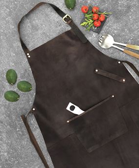  - Brunt Exlusivt skinnförkläde