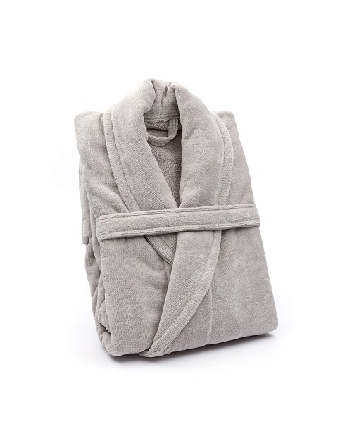  - Morgonrock i velour Grå S/M