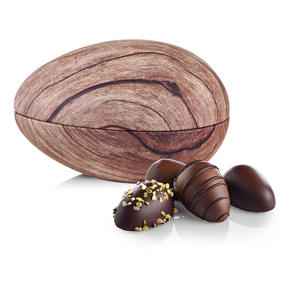  - Metallägg - Trä 140 g. Marsipanägg