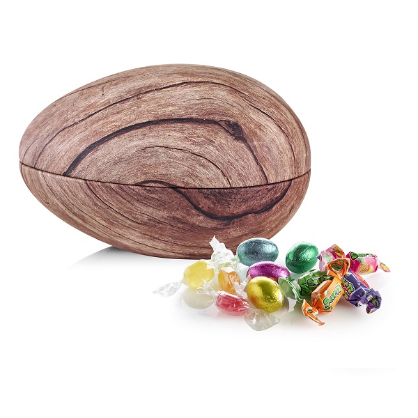  - Metallägg - Trä 200 g. Choklad, karameller och kolor