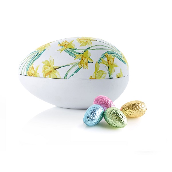  - Metallägg - Påsklilja 260 g. Lyxchokladägg i folie