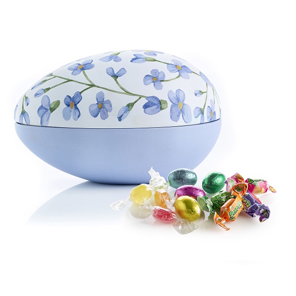  - Metallägg - Blå blommor 200 g. Choklad, karameller och kolor