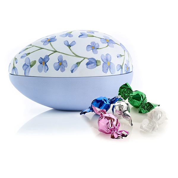  - Metallägg - Blå blommor 150 g. Chokladkulor