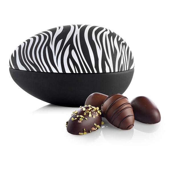  - Metallägg - Zebra 140 g. Marsipanägg
