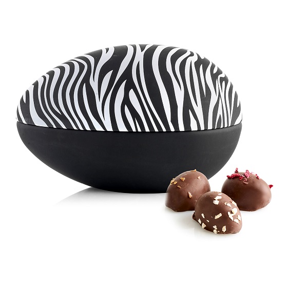  - Metallägg - Zebra 170 g. Ekologiska marsipanägg