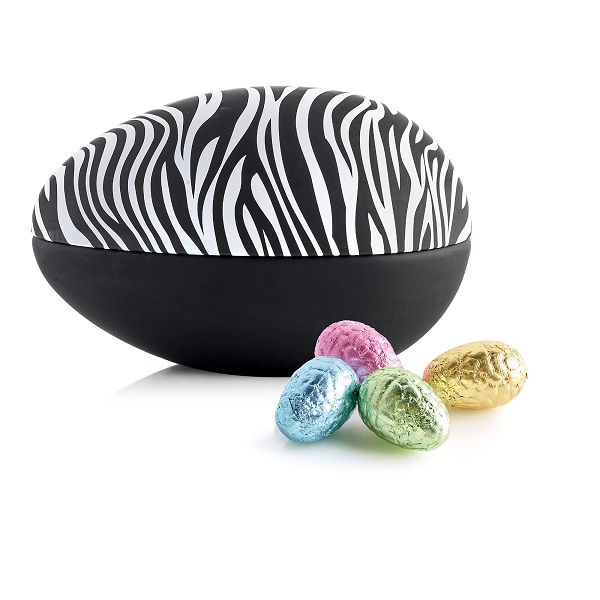  - Metallägg - Zebra 260 g. Lyxchokladägg i folie