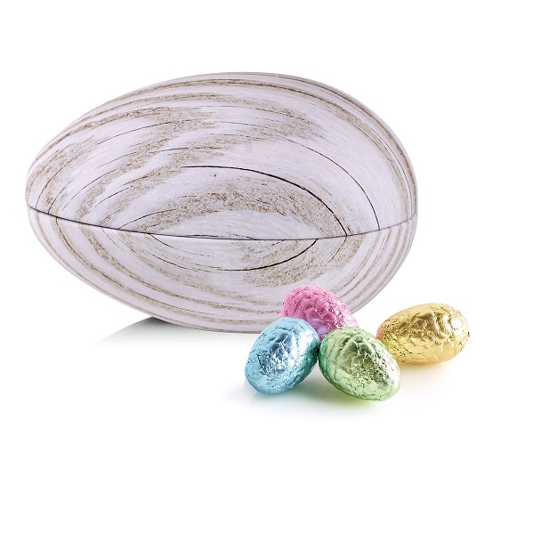  - Metallägg - Ljus ek 260 g. Lyxchokladägg i folie