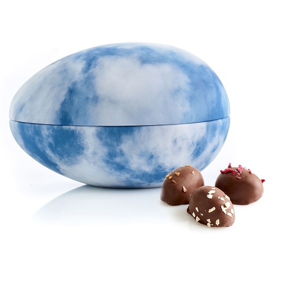  - Metallägg - Blå himmel 170 g. Ekologiska marsipanägg