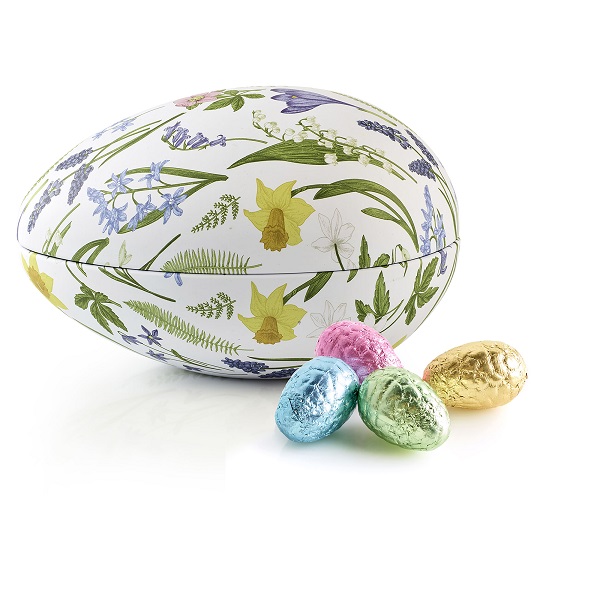  - Metallägg - Vår blommor 260 g. Lyxchokladägg i folie