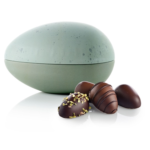  - Metallägg - Grönt stänk 140 g. Marsipanägg