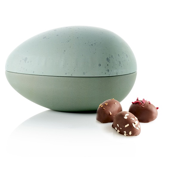  - Metallägg - Grönt stänk 170 g. Ekologiska marsipanägg