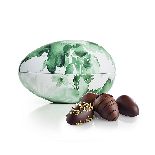  - Metallägg - Gröna Blommor 140 g. Marsipanägg