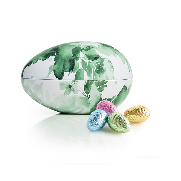  - Metallägg - Gröna Blommor 260 g. Lyxchokladägg i folie