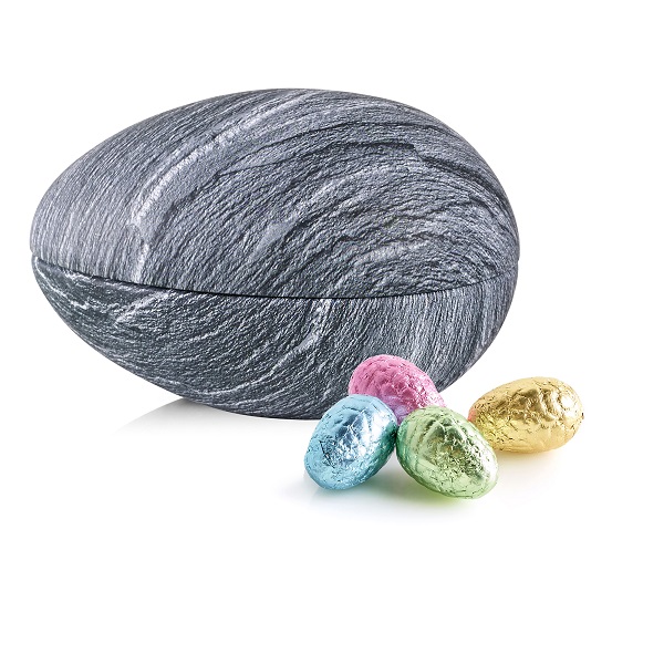  - Metallägg - Sten 260 g. Lyxchokladägg i folie