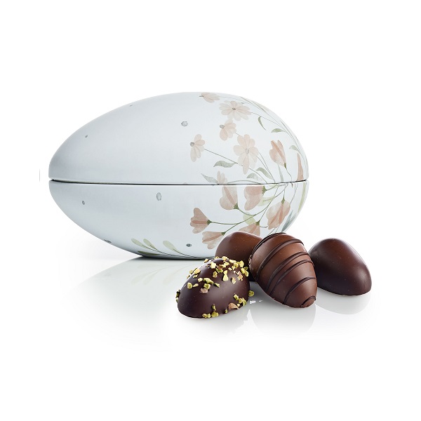  - Metallägg - Rosa Blommor 140 g. Marsipanägg