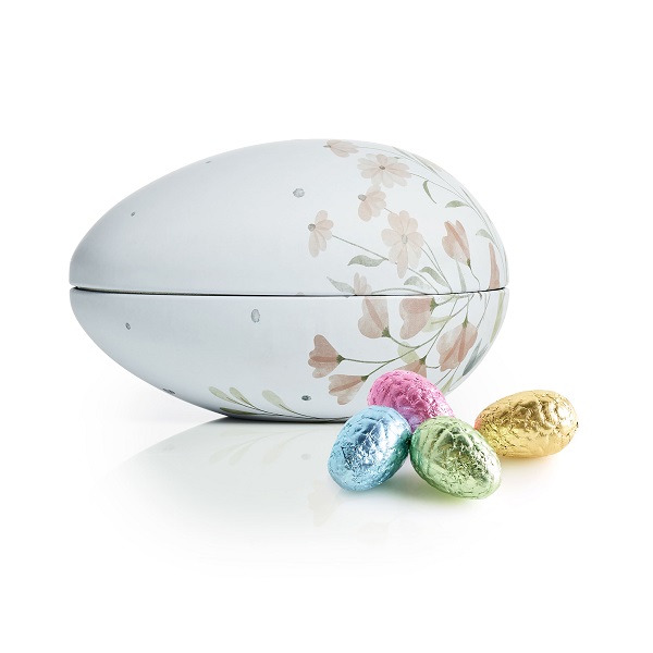  - Metallägg - Rosa Blommor 260 g. Lyxchokladägg i folie