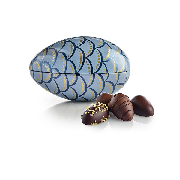  - Metallägg - Blåmönstrad Marsipanägg