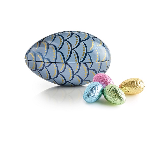  - Metallägg - Blåmönstrad Lyxchokladägg i folie