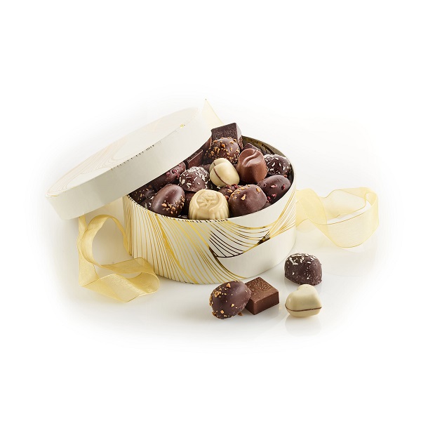  - Rund hattask - Creme/Guld Lyxchoklad