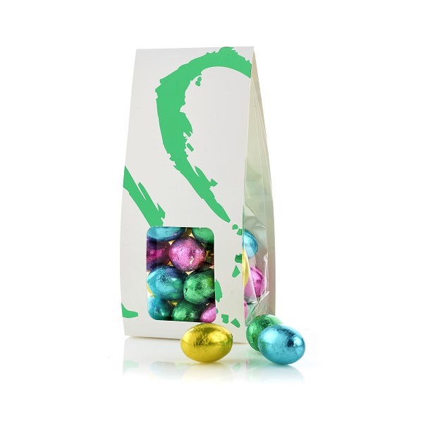  - Vit påse med grönt hjärta Pralinägg