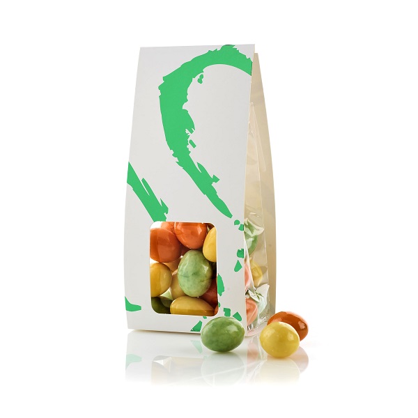  - Vit påse med grönt hjärta Påskmandlar