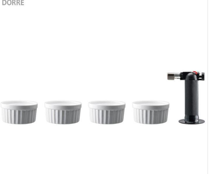  - Fire Brylebrännare & 4 vita suffleskålar