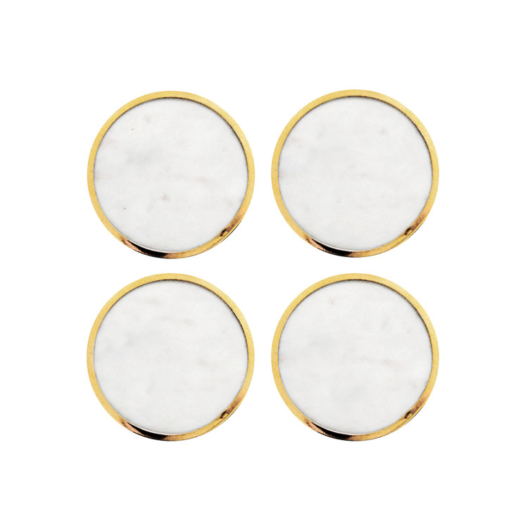  - Marmor Glasunderlägg vit/mässing