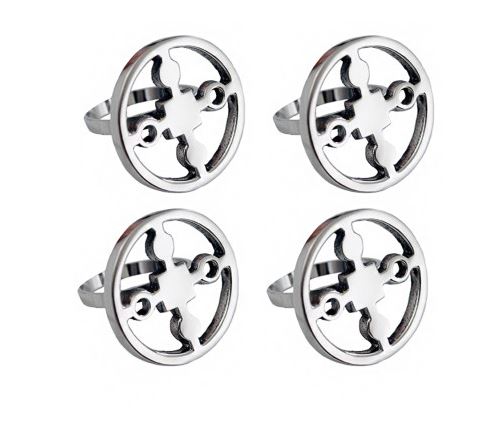  - Servettringar 4-pack silver