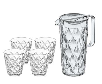 - CRYSTAL Pitcher och 4 tumblers