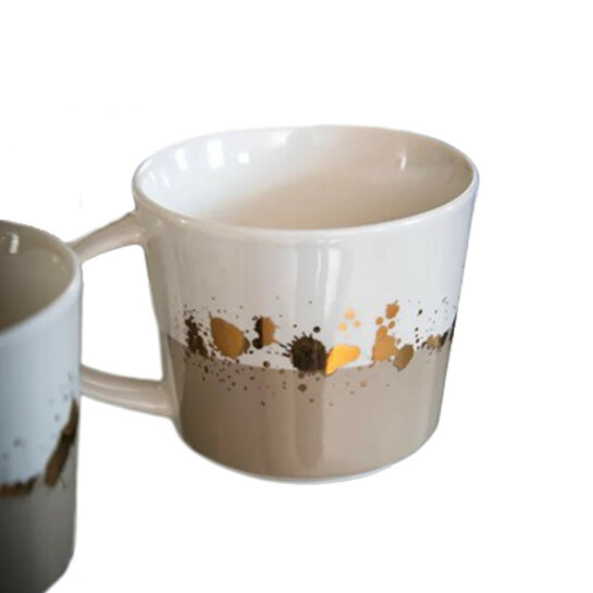  - Sand mugg med guldstänk 2-pack
