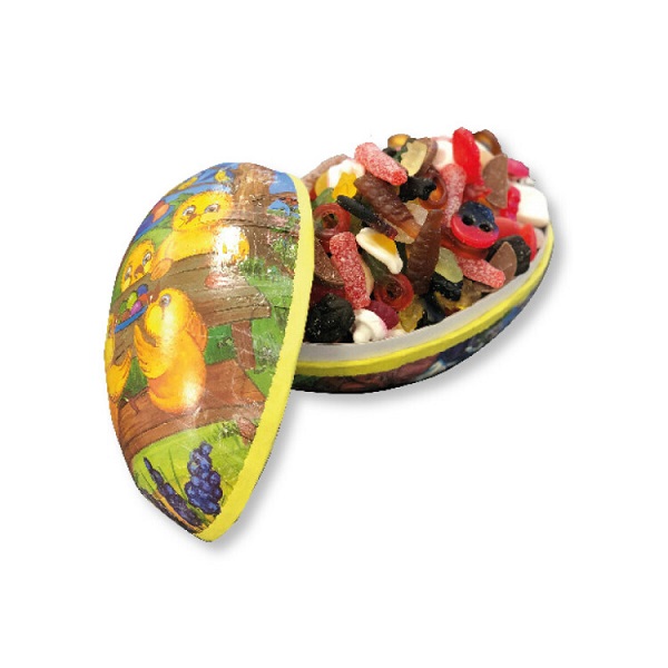  - Påskägg med 50/50 blandgodis & lyxblandning 18 cm - 600 gr