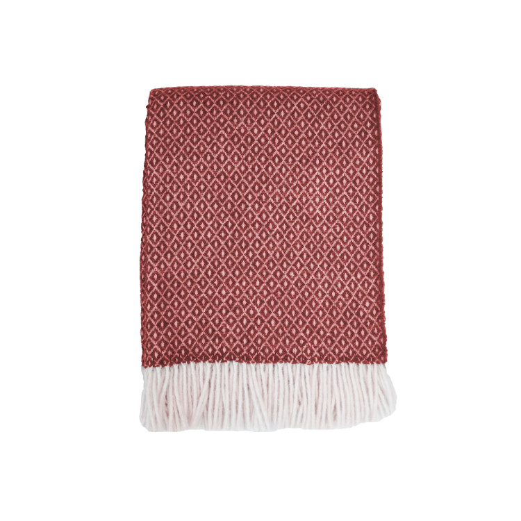  - Shetland ullpläd 130x170 röd/vit