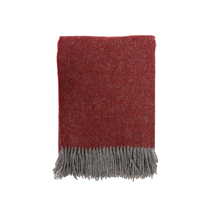  - Glasgow ullpläd 130x170 röd/grå