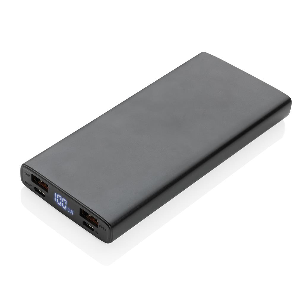 Företagsjulklappar - Aluminium 18W 10.000 mAh PD Powerbank svart