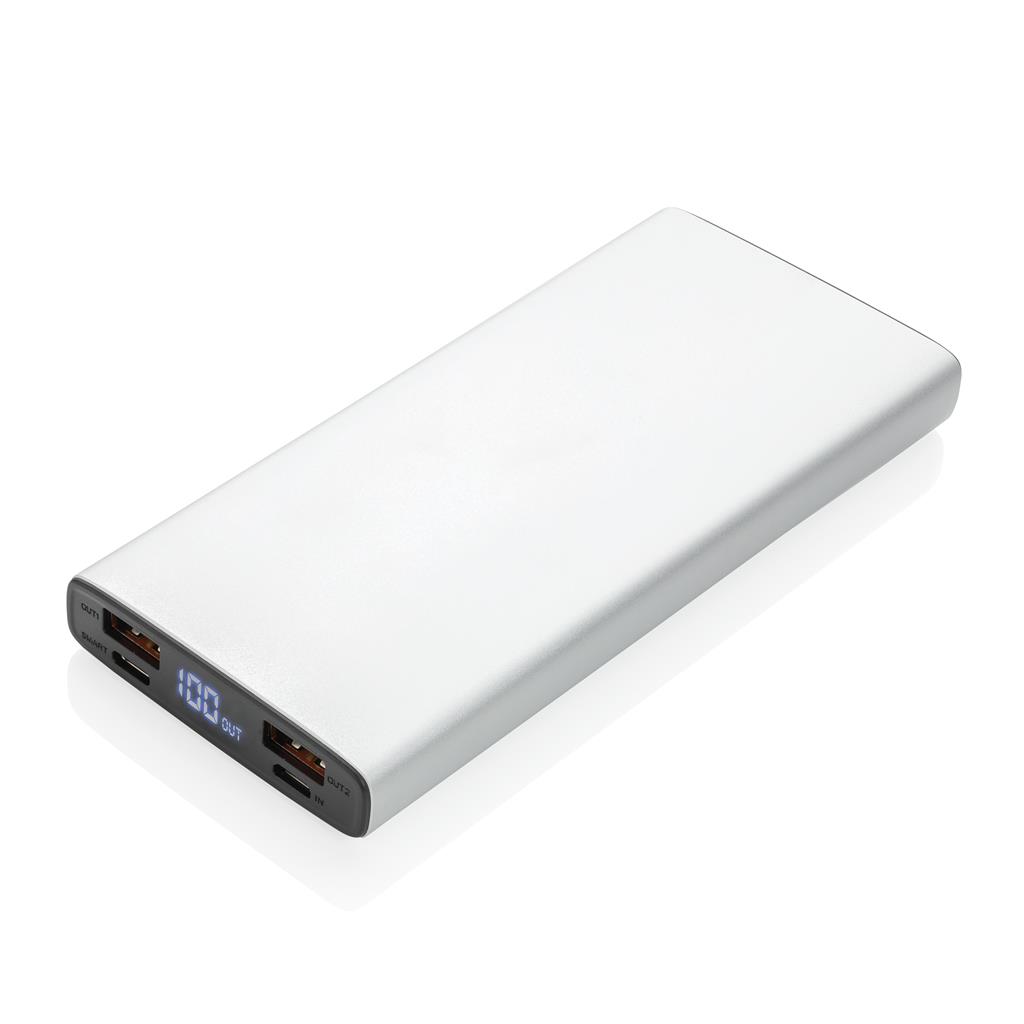 Företagsjulklappar - Aluminium 18W 10.000 mAh PD Powerbank silver