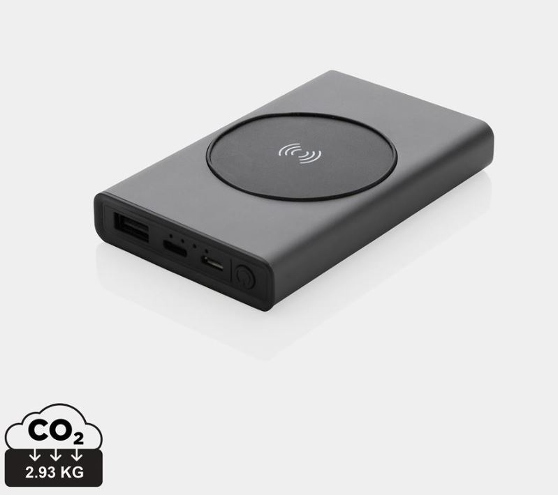 Företagsjulklappar - Terra 5.000mAh/5W trådlös powerbank RCS återvunnen aluminiu