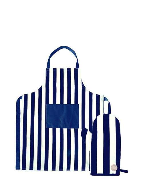  - Aron förkläde med grillvante Blå/begie