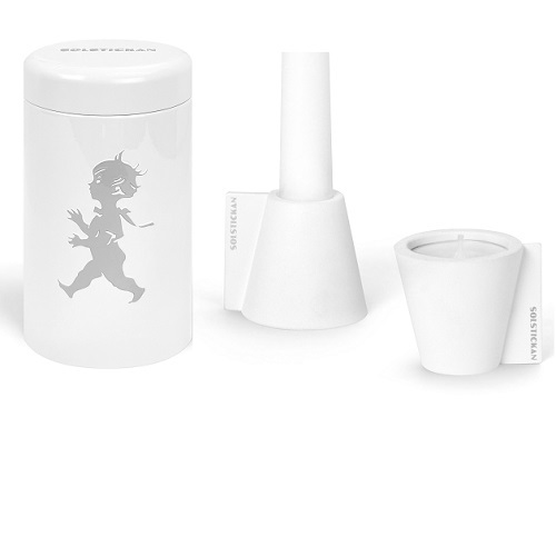  - 2 st Vändbara ljushållare + Tänsticksrör Vit