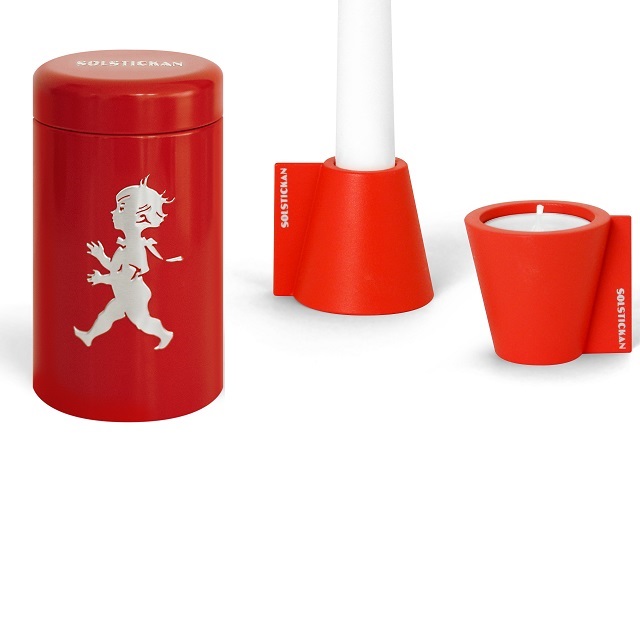  - 2 st Vändbara ljushållare + Tänsticksrör Röd