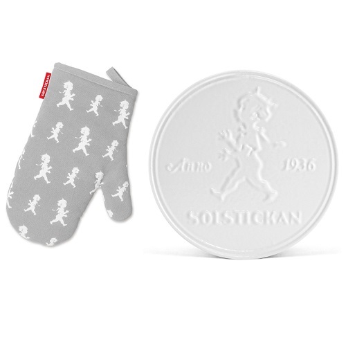  - Grytunderlägg Vit + Grillvante Grå