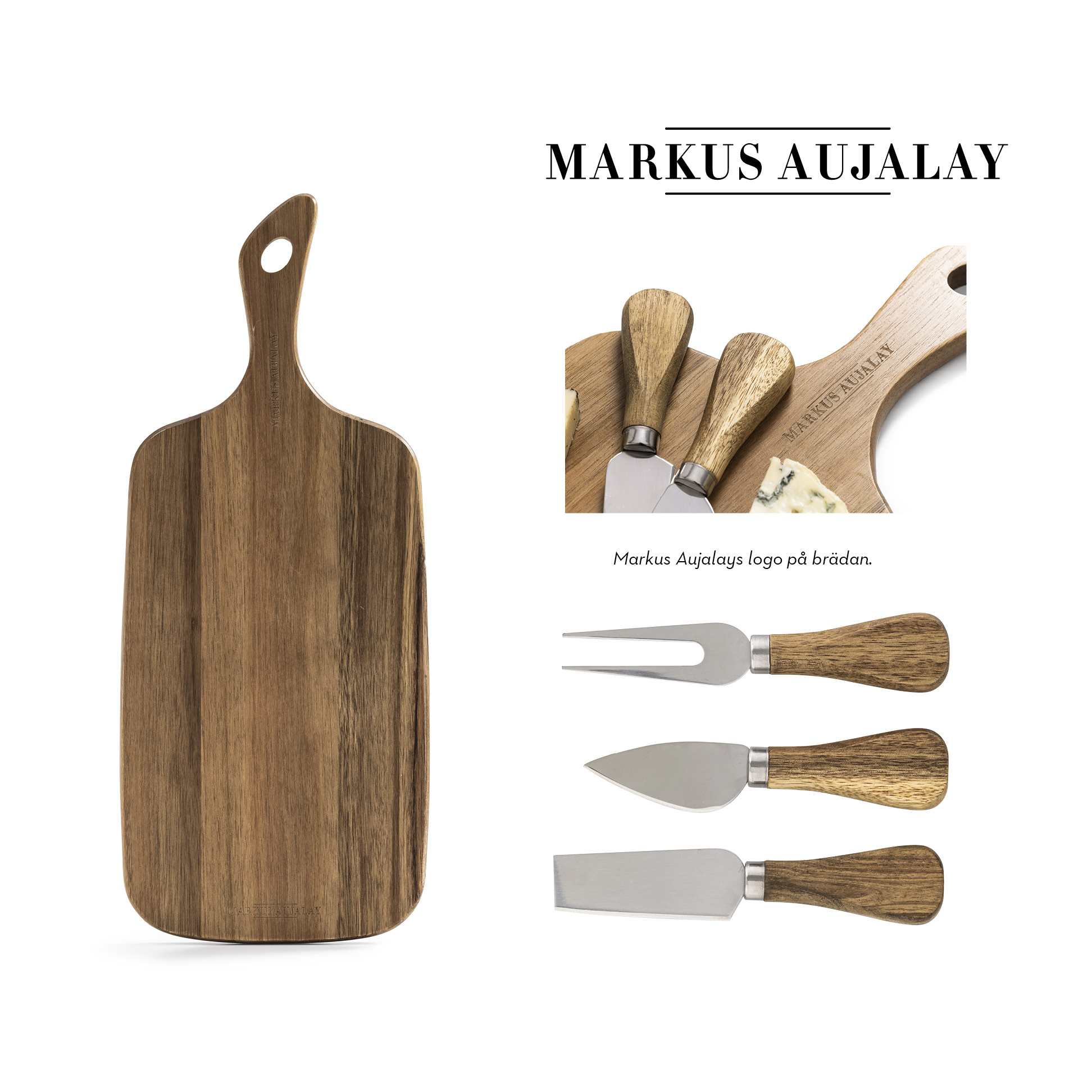  - Markus Aujalays bräda för ost och tapas med 3 bestick