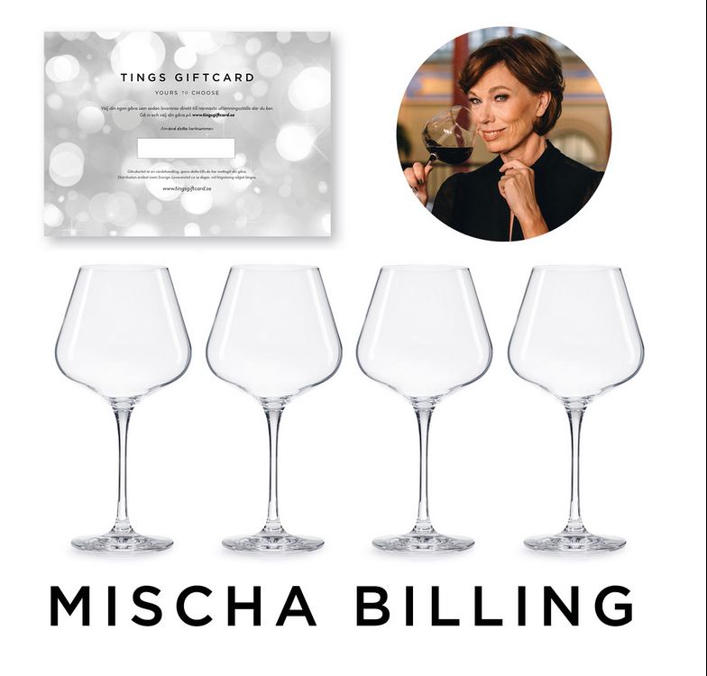  - TINGS Giftcard + Mischas Bourgogne / Burgundyglas 4-pack