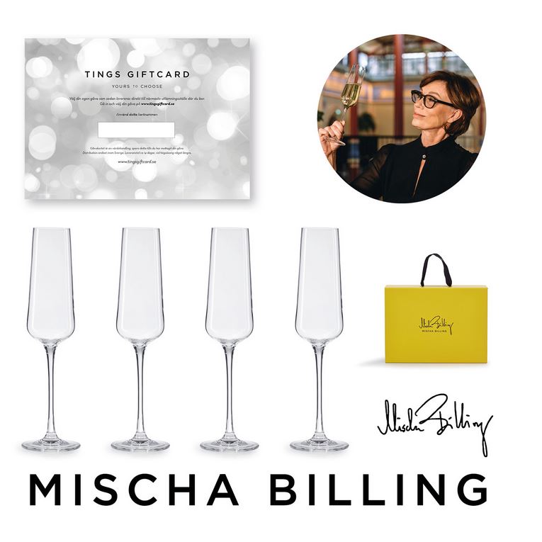  - TINGS Giftcard + Mischas Champagneglas 4-pack
