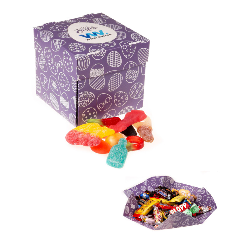  - PAPPSKÅL MED LÖSGODIS; TRYCK UTSIDA, INSIDA + LOCK